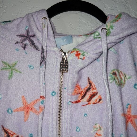 NWT Hill House Purple Sea‎ Creatures The Allie Terry Zip-Up Size Medium - Picture 2 of 9